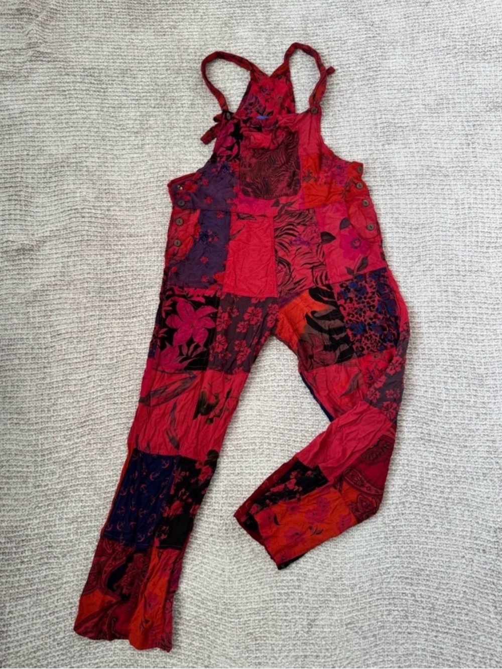 Mexicali Blues Patchwork Floral Red Jumpsuit Romper